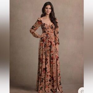 Azazie Karla Mauve Multi Maxi Dress - Size 4